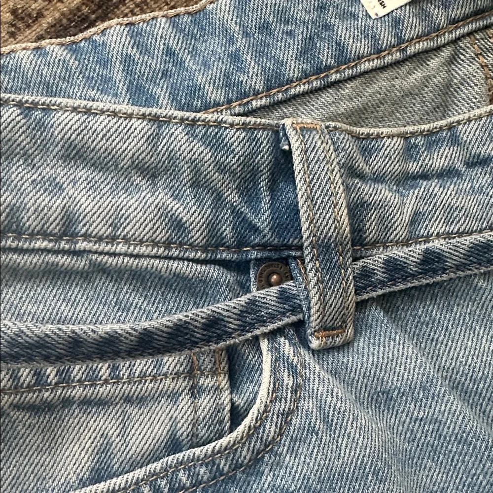 Mango Tie Waist Wide leg jeans Light Blue Denim with Zip Fly size 6 - Picture 8 of 12